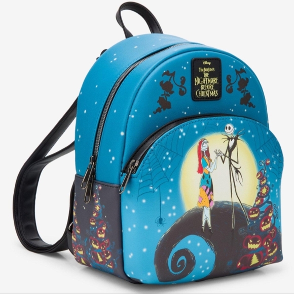 Loungefly Nightmare Before Christmas Spiral Hill Jack & Sally Mini Backpack New! - Picture 3 of 12